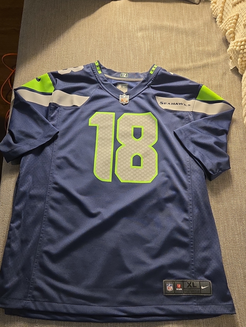 Nike Seattle Seahawks Jersey in Navy & Neon Green (No.18)